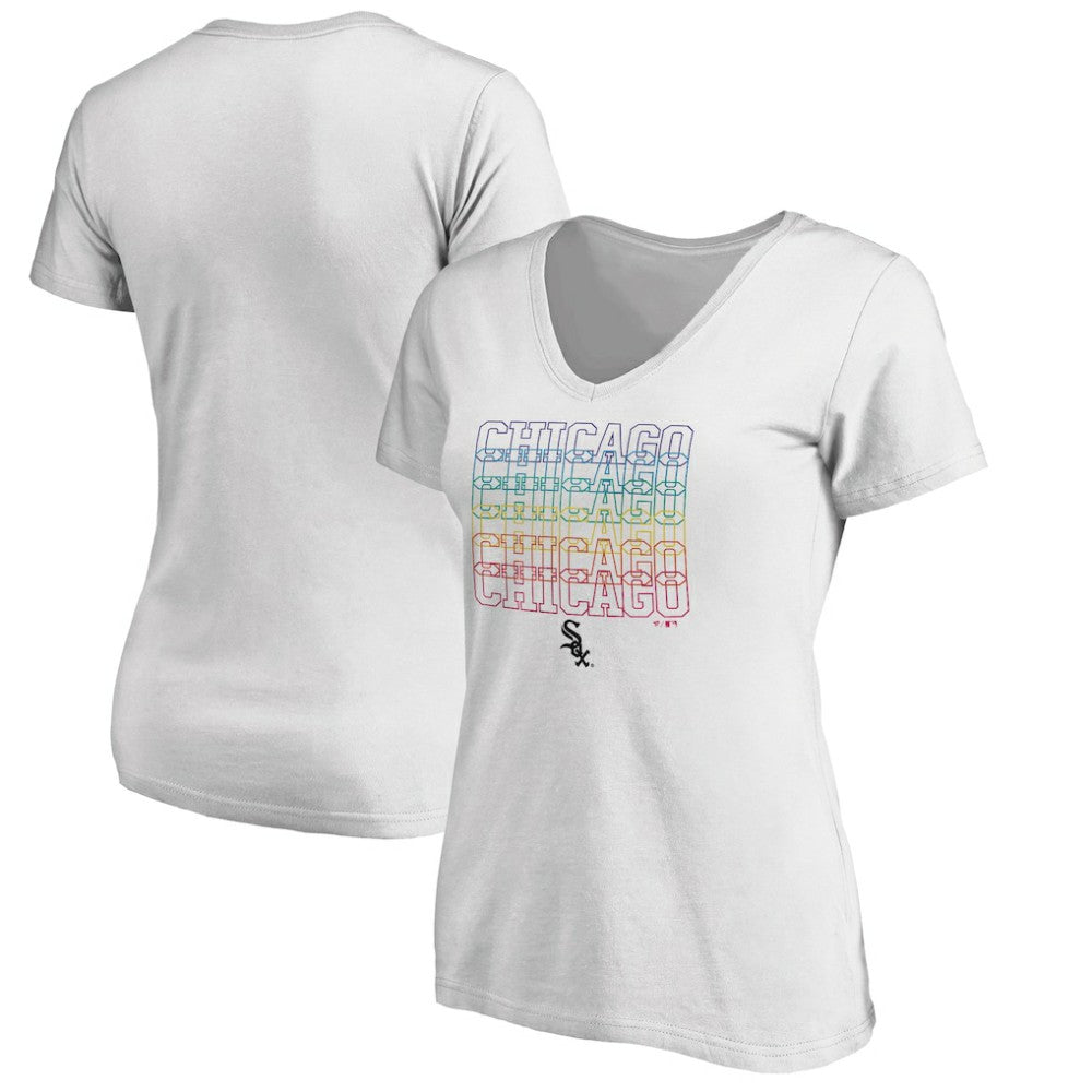 Chicago White Sox Women's City Pride V-Neck T-Shirt - White T-shirts