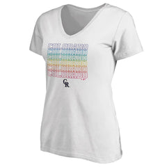 Colorado Rockies Women's City Pride V-Neck T-Shirt - White T-shirts