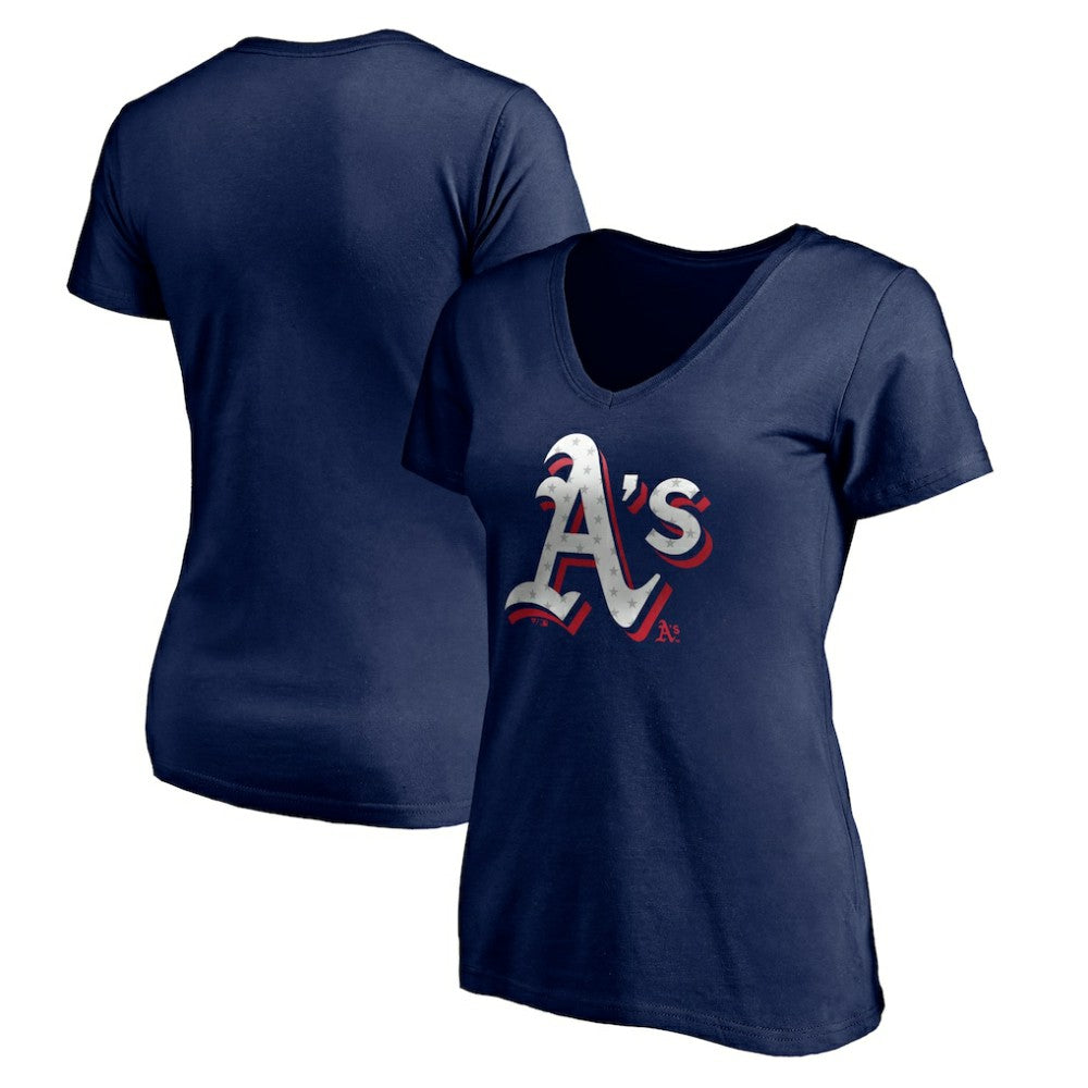 Athletics Women's Red White and Team V-Neck T-Shirt - Navy T-shirts