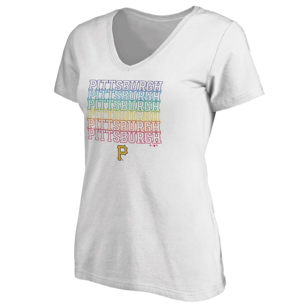 Pittsburgh Pirates Women's City Pride V-Neck T-Shirt - White T-shirts
