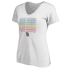 San Diego Padres Women's City Pride V-Neck T-Shirt - White T-shirts