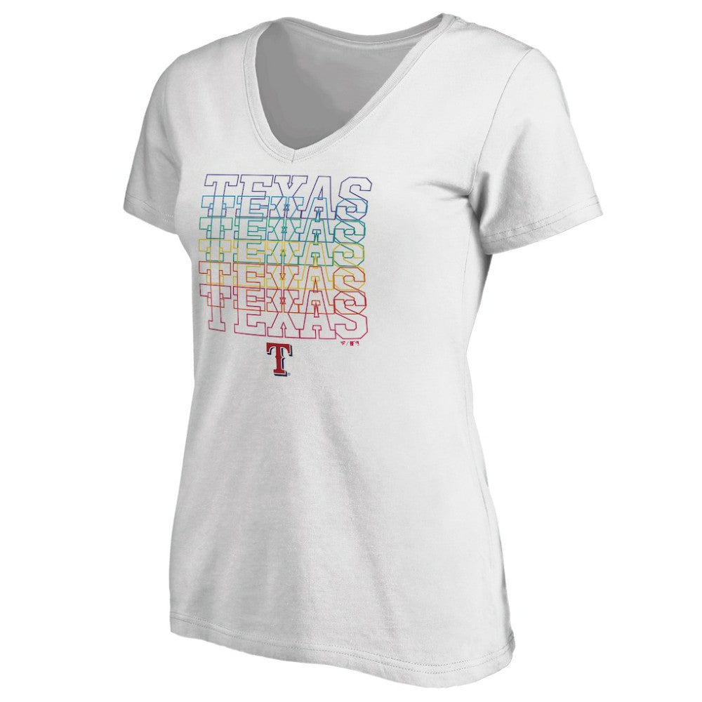 Texas Rangers Women's City Pride V-Neck T-Shirt - White T-shirts