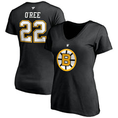NHL Willie O'Ree Boston Bruins Fanatics Women's Authentic Stack Retired Player Name & Number V-Neck T-Shirt - Black