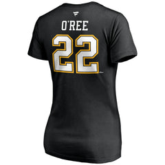 NHL Willie O'Ree Boston Bruins Fanatics Women's Authentic Stack Retired Player Name & Number V-Neck T-Shirt - Black