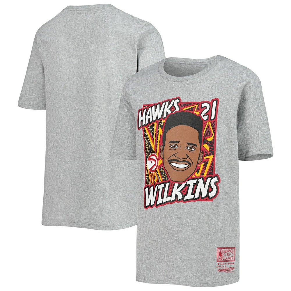 Dominique Wilkins Atlanta Hawks Youth Hardwood Classics King of the Court Player T-Shirt Heathered Gray