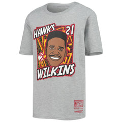 Dominique Wilkins Atlanta Hawks Youth Hardwood Classics King of the Court Player T-Shirt Heathered Gray