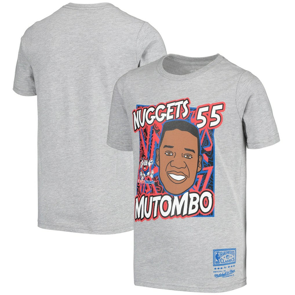 Dikembe Mutombo Denver Nuggets Youth Hardwood Classics King of the Court Player T-Shirt Gray