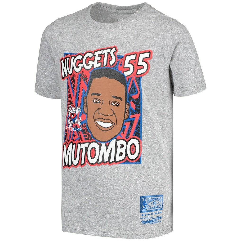 Dikembe Mutombo Denver Nuggets Youth Hardwood Classics King of the Court Player T-Shirt Gray