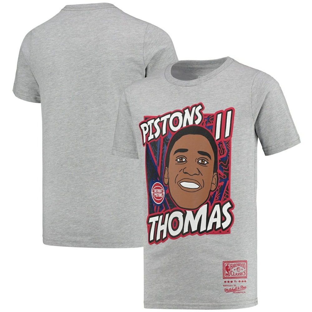 Isiah Thomas Detroit Pistons Youth Hardwood Classics King of the Court Player T-Shirt Gray