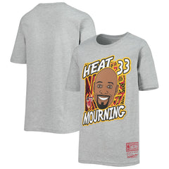 Alonzo Mourning Miami Heat Youth Hardwood Classics King of the Court Player T-Shirt Heathered Gray