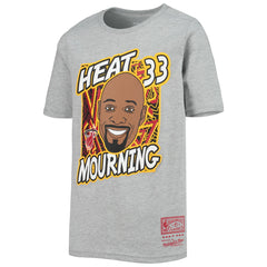Alonzo Mourning Miami Heat Youth Hardwood Classics King of the Court Player T-Shirt Heathered Gray