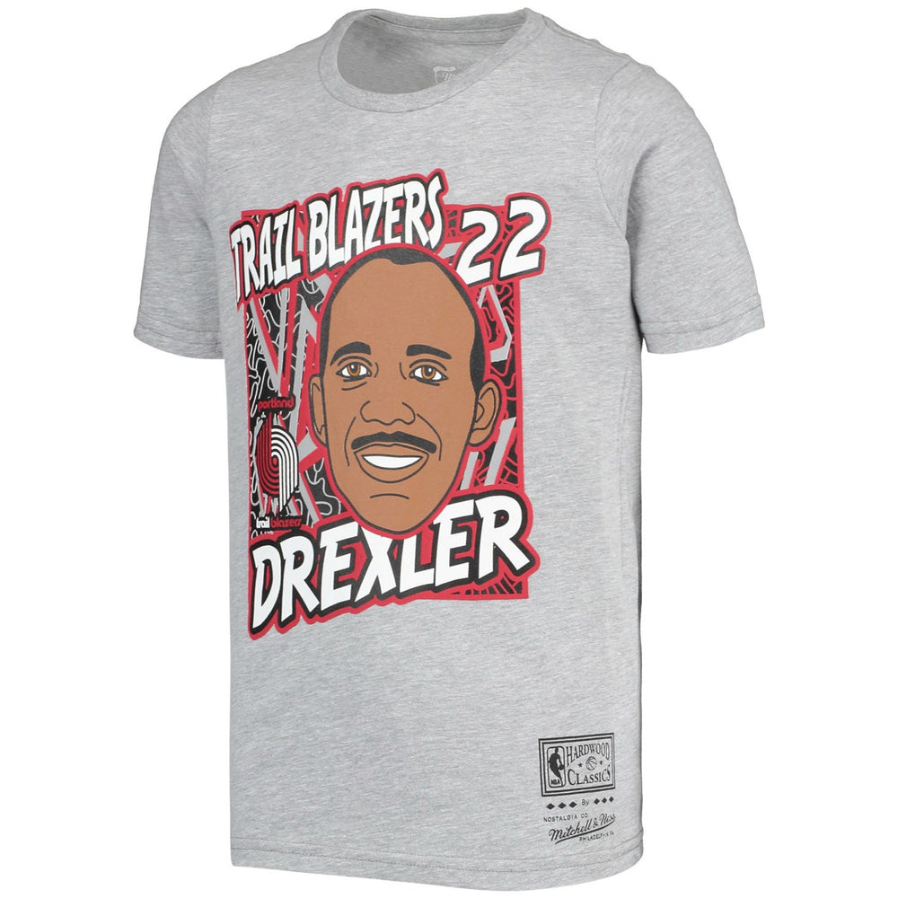 Clyde Drexler Portland Trail Blazers Youth Hardwood Classics King of the Court Player T-Shirt Gray