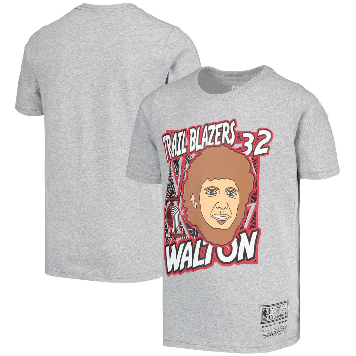 Bill Walton Portland Trail Blazers Youth Hardwood Classics King of the Court Player T-Shirt Gray