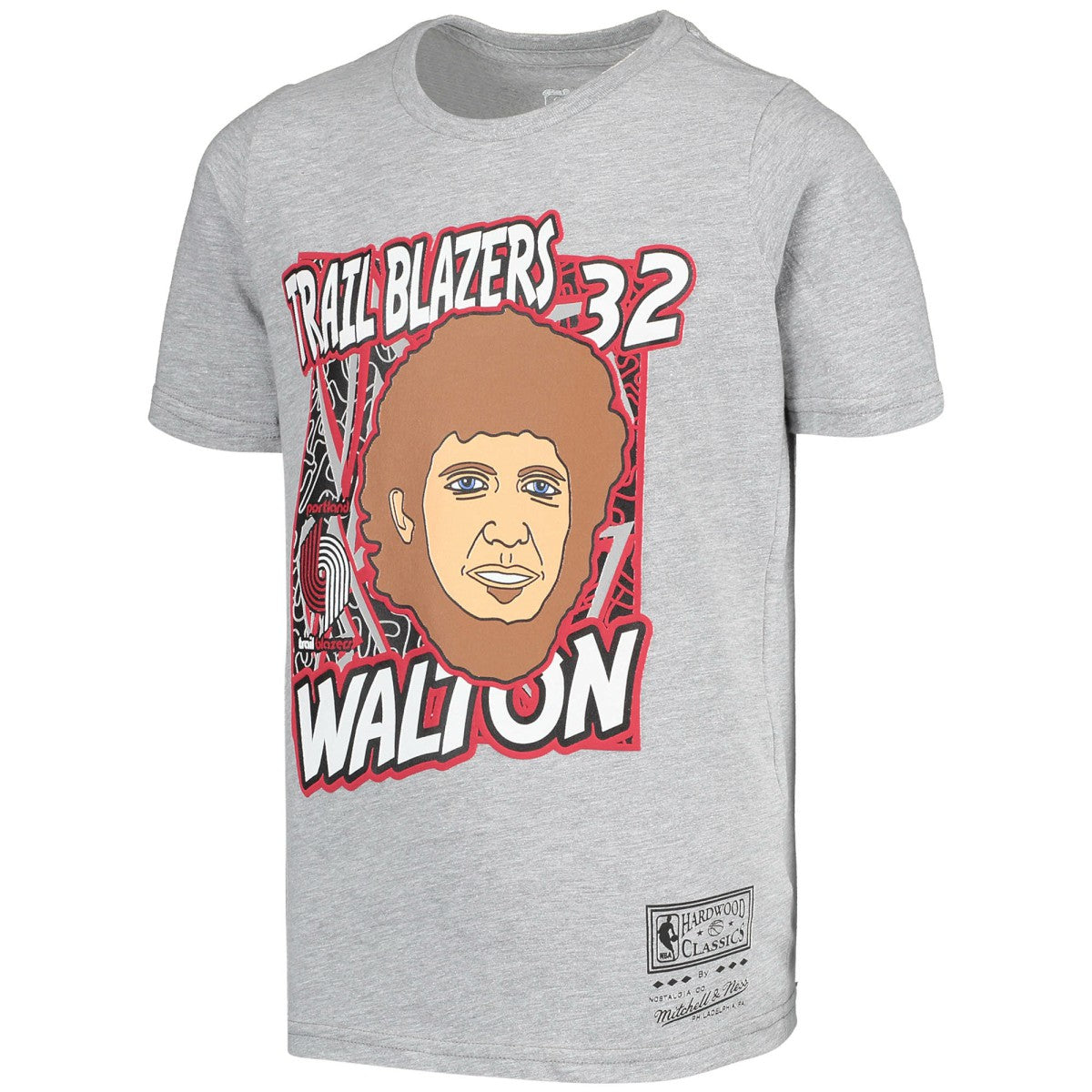 Bill Walton Portland Trail Blazers Youth Hardwood Classics King of the Court Player T-Shirt Gray