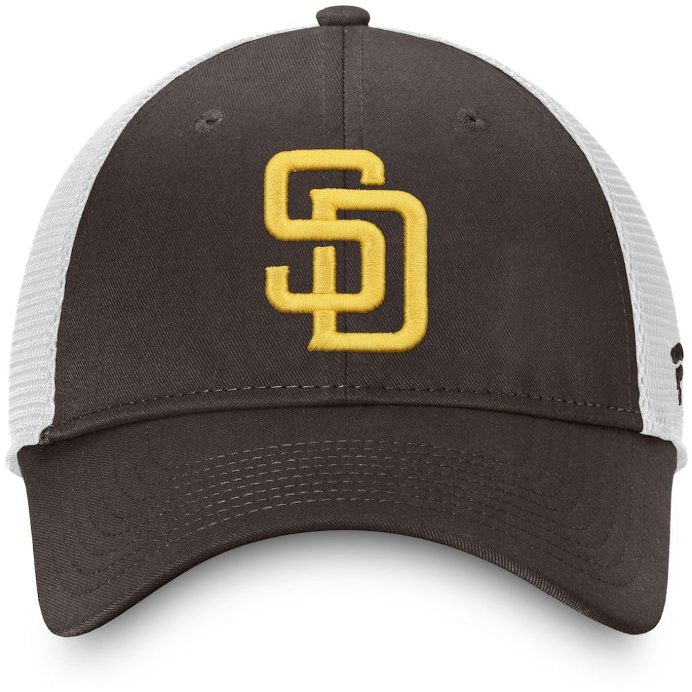San Diego Padres Fanatics Team Core Unstructured Trucker Adjustable Hat - Brown/White Hats
