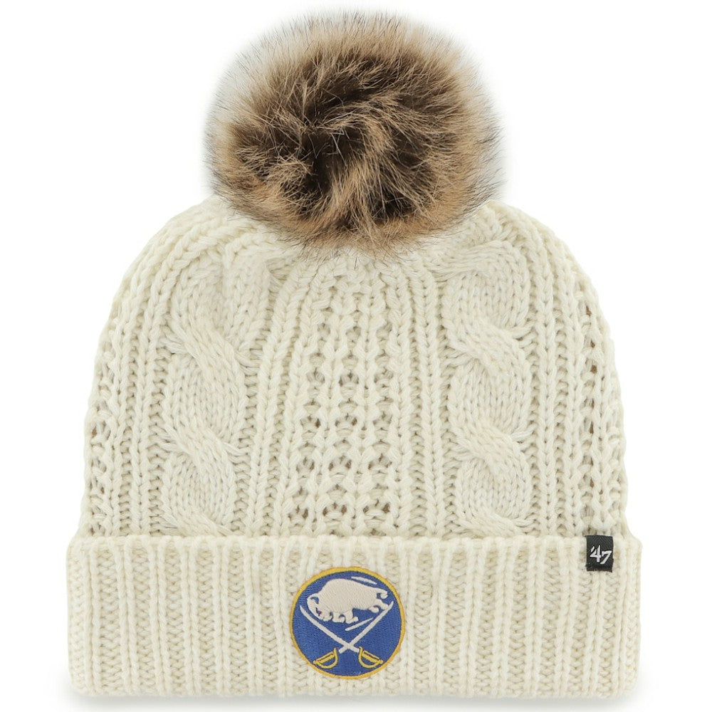 NHL Buffalo Sabres '47 Women's Meeko Cuffed Knit Hat with Pom - White