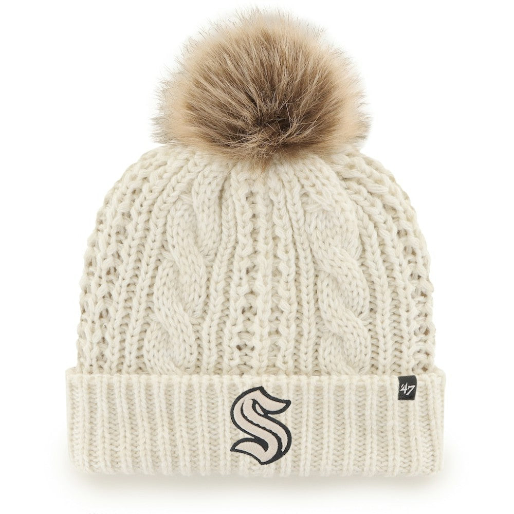 NHL Seattle Kraken '47 Women's Meeko Cuffed Knit Hat with Pom - White