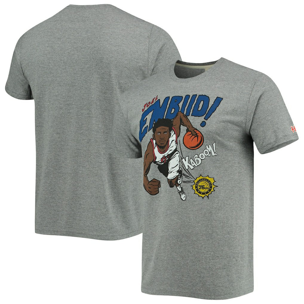 Joel Embiid Philadelphia 76ers Homage Comic Book Player Tri-Blend T-Shirt Heathered Gray