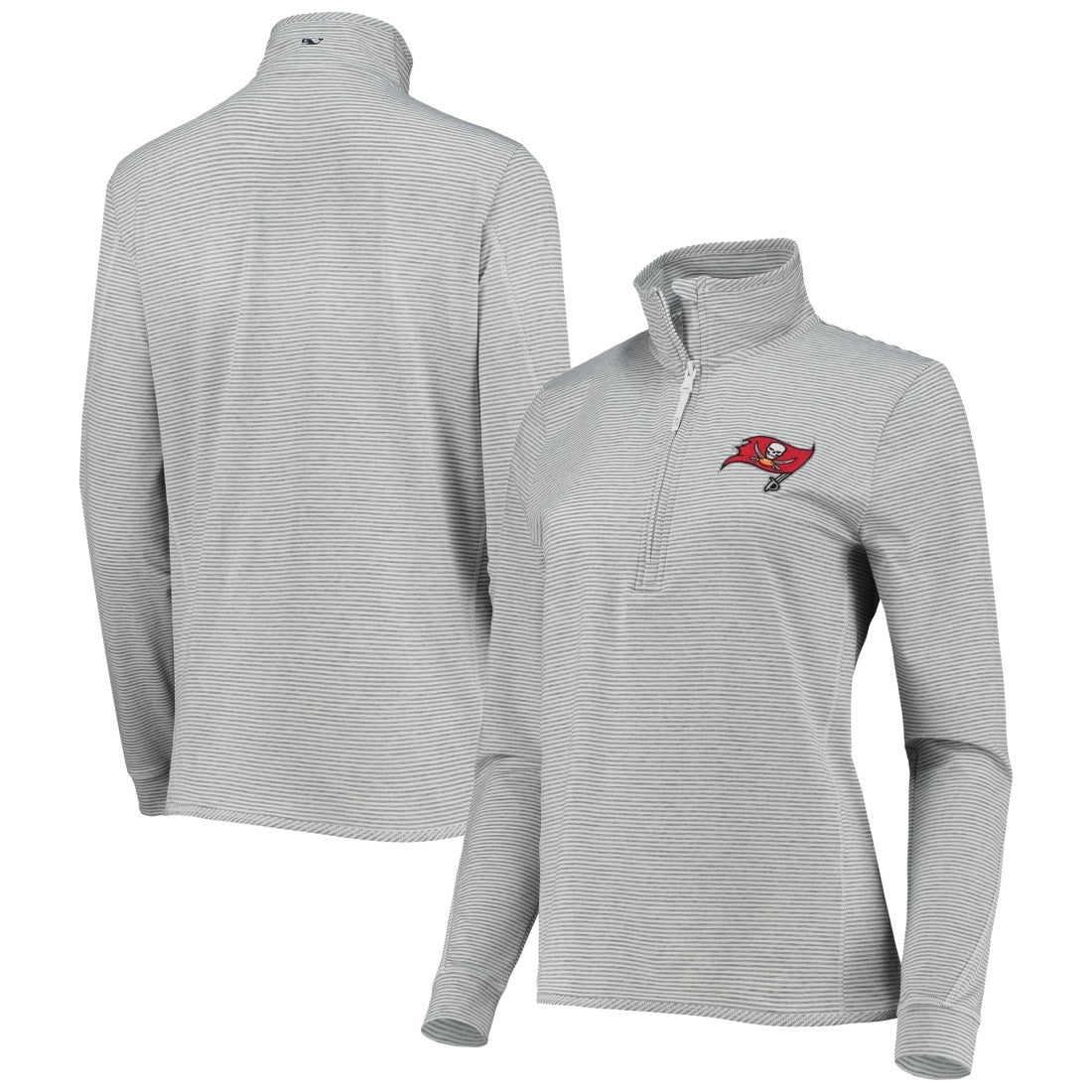 Tampa Bay Buccaneers Vineyard Vines Women's Sankaty Shep Half-Zip Pullover Top Heather Gray