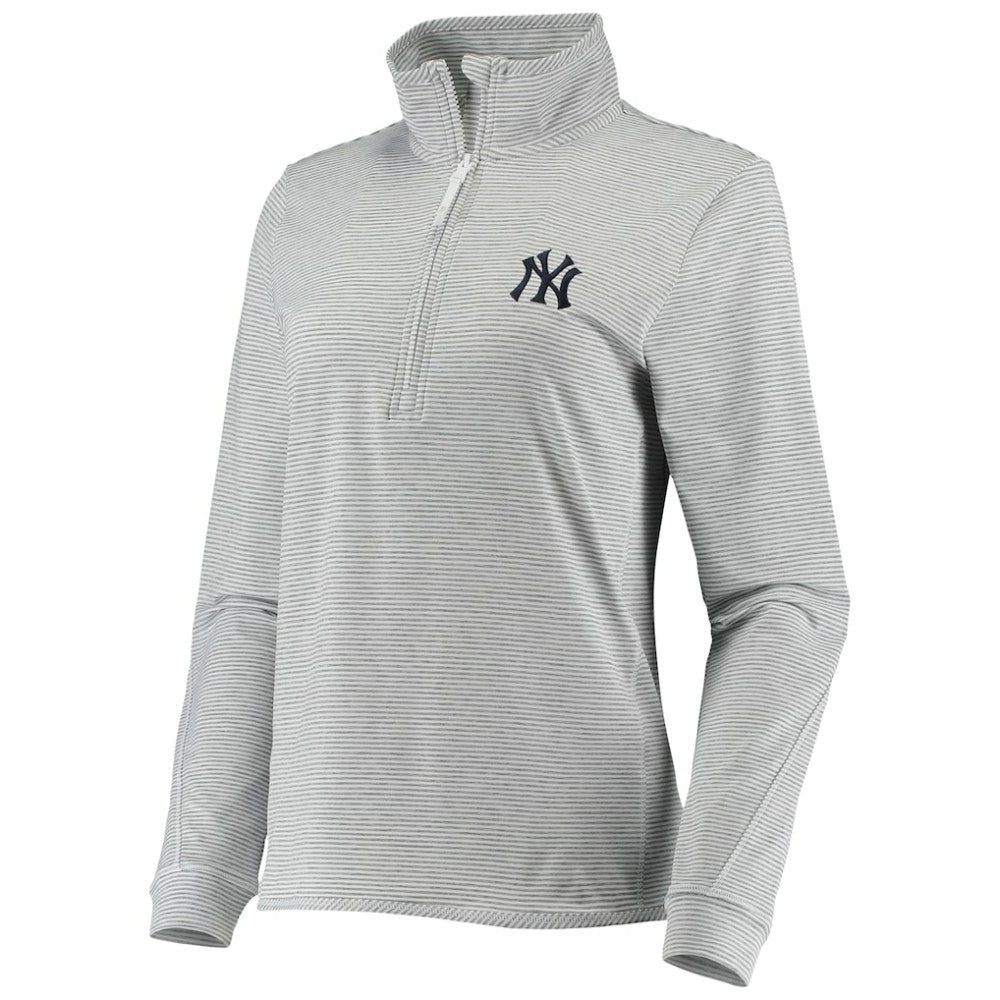 New York Yankees Vineyard Vines Women's Stripe Sankaty Half-Zip Pullover Top - Heather Gray Pullover