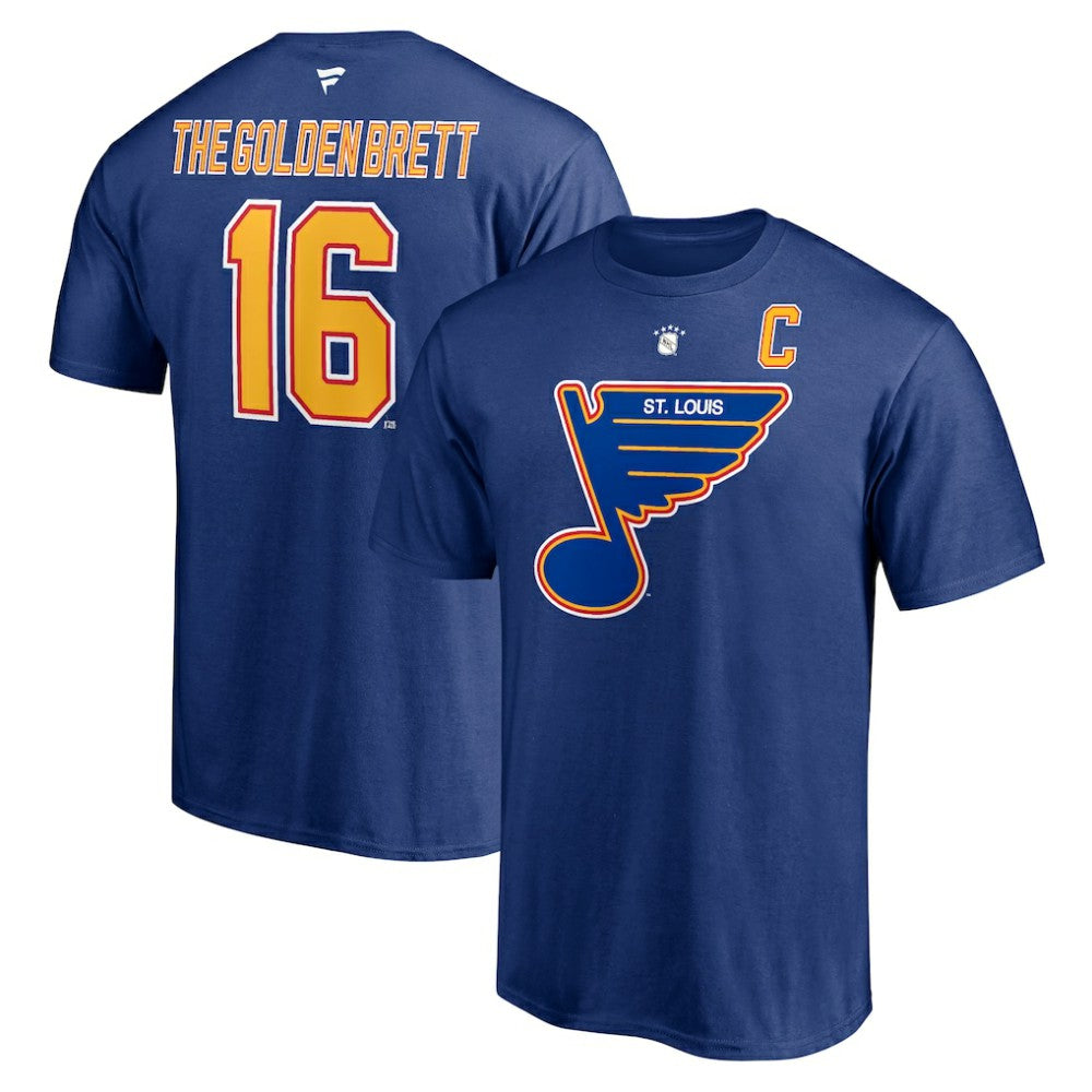 NHL Brett Hull St. Louis Blues Fanatics Authentic Stack Retired Player Nickname & Number T-Shirt - Blue