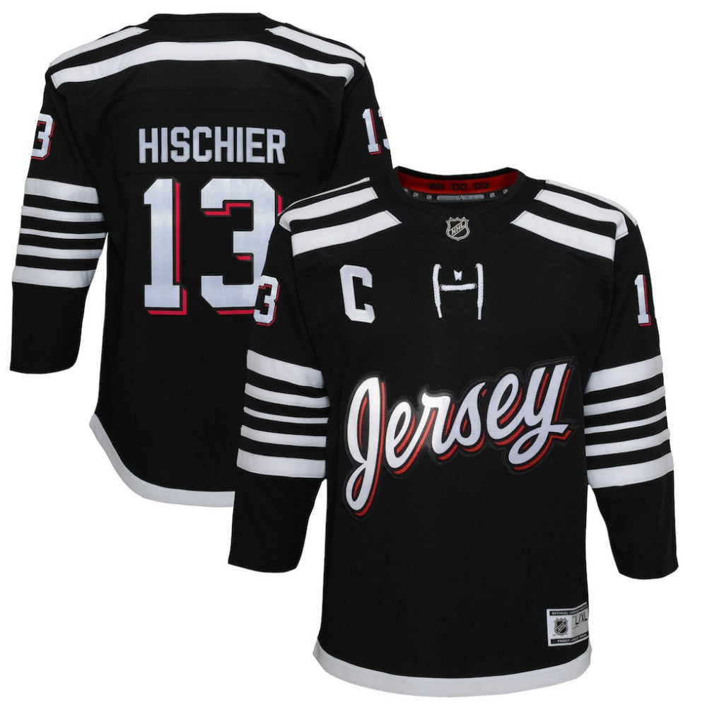 NHL Nico Hischier New Jersey Devils Youth 2021/22 Alternate Premier Player Jersey - Black