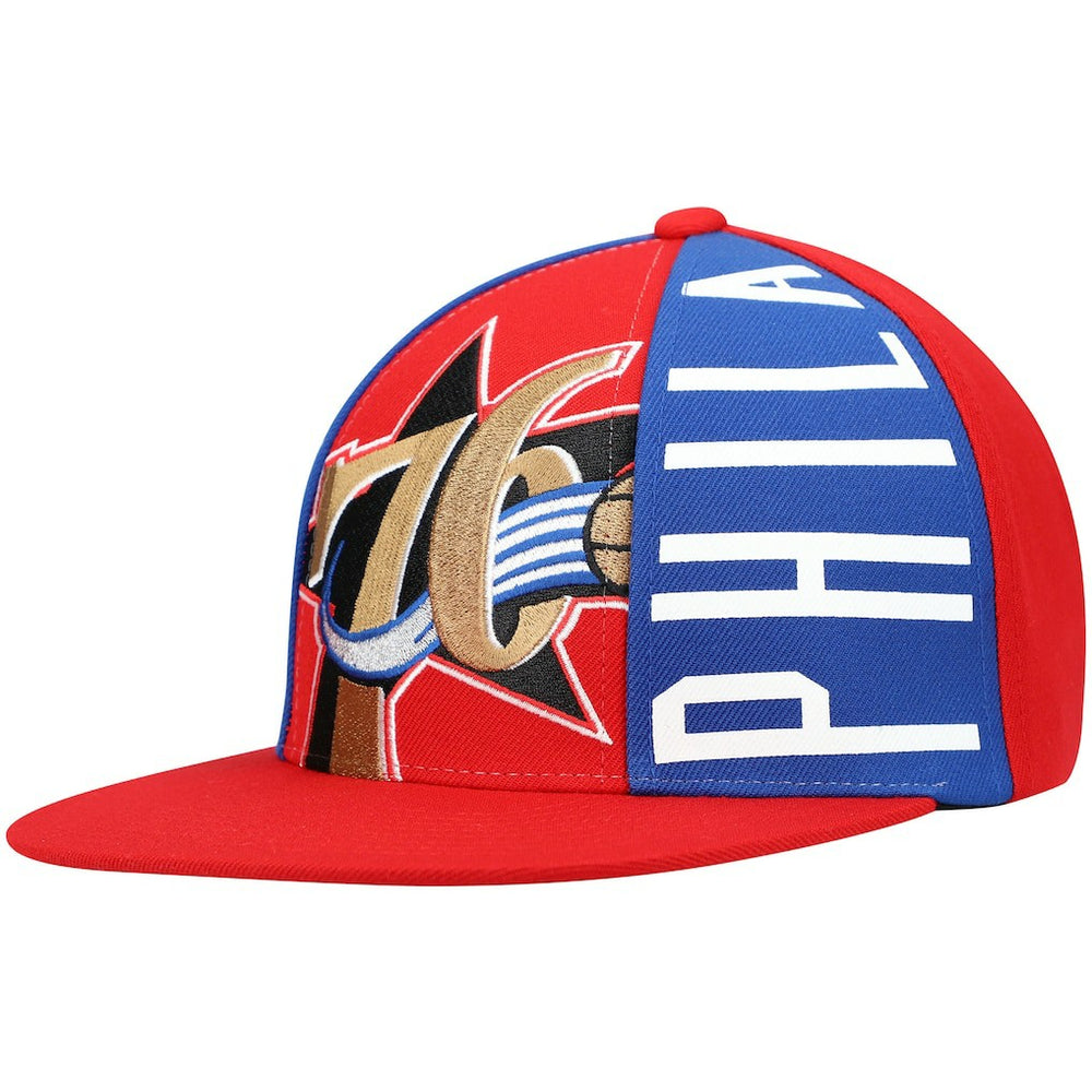 Philadelphia 76ers Hardwood Classics Big Face Callout Snapback Hat Red