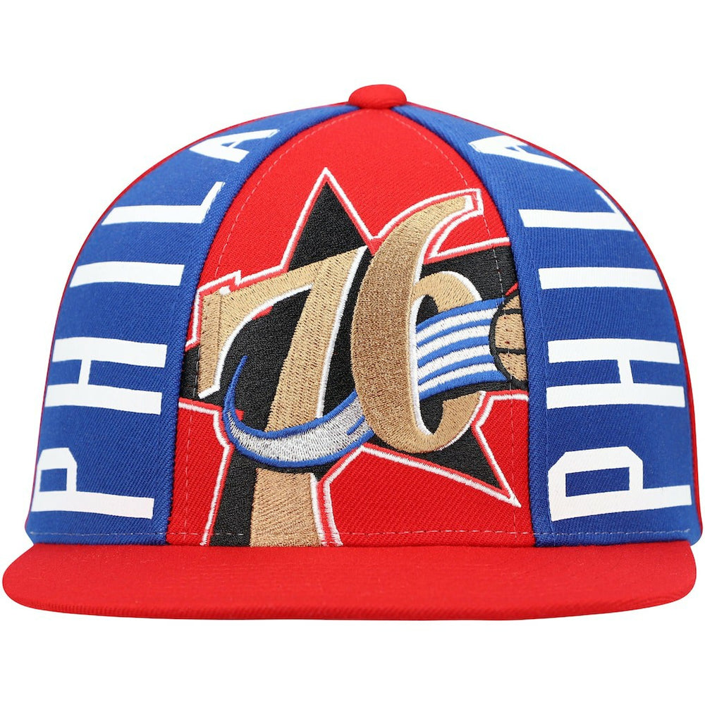 Philadelphia 76ers Hardwood Classics Big Face Callout Snapback Hat Red