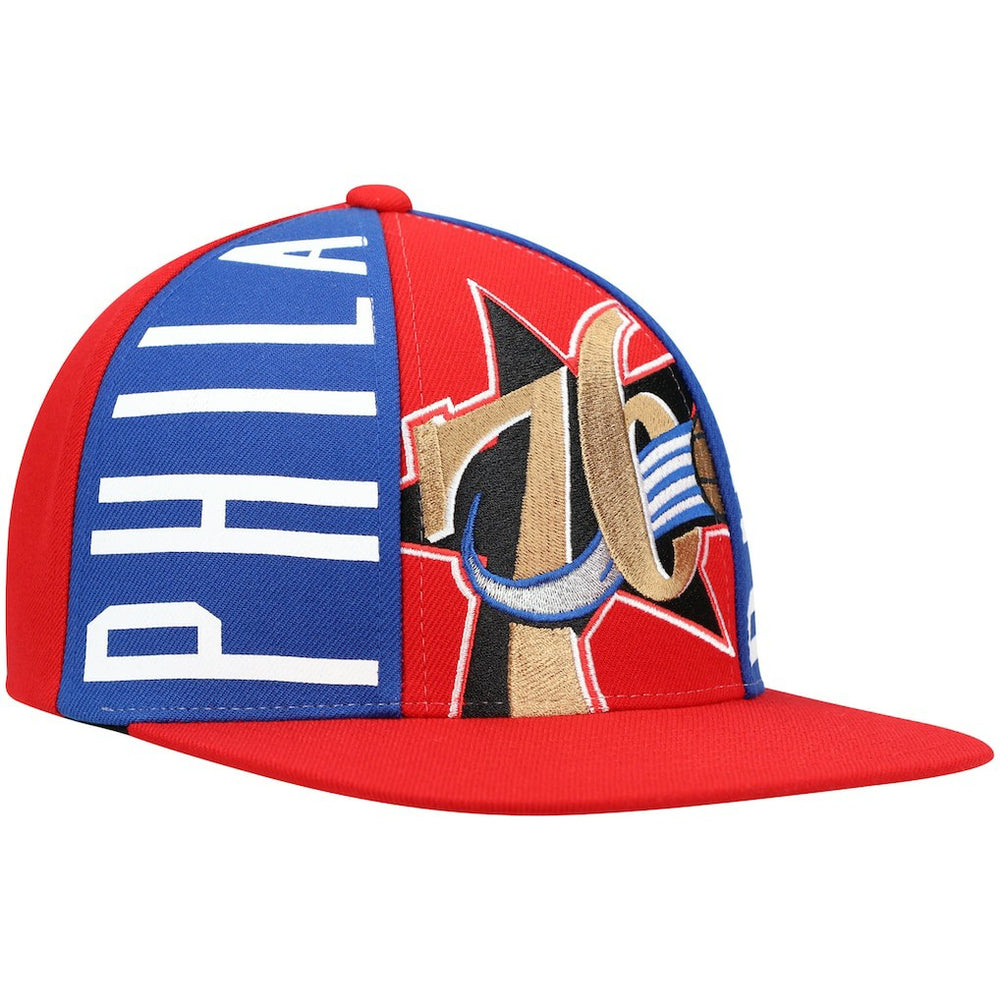 Philadelphia 76ers Hardwood Classics Big Face Callout Snapback Hat Red