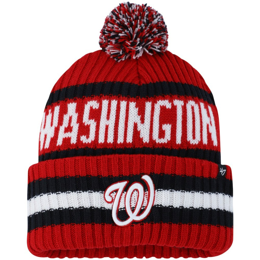 Washington Nationals '47 Bering Cuffed Knit Hat with Pom - Red Hats