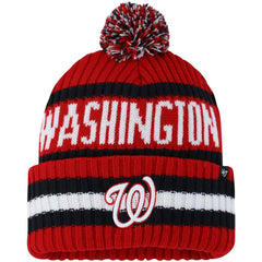 Washington Nationals '47 Bering Cuffed Knit Hat with Pom - Red Hats