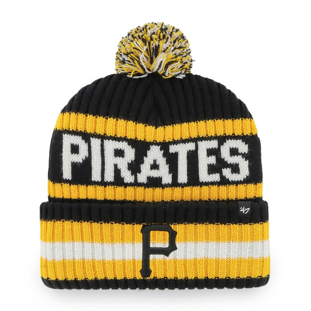 Pittsburgh Pirates '47 Bering Cuffed Knit Hat with Pom - Black Hats