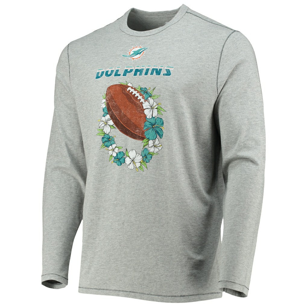 Miami Dolphins Sport Lei Pass Long Sleeve T-Shirt Heathered Gray