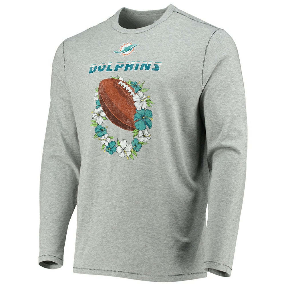 Miami Dolphins Sport Lei Pass Long Sleeve T-Shirt Heathered Gray