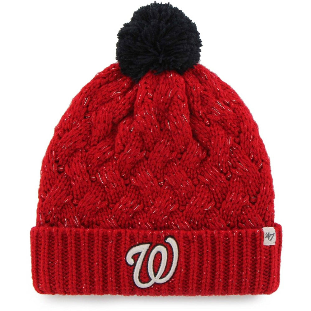Washington Nationals '47 Women's Knit Cuffed Hat with Pom - Red Hats