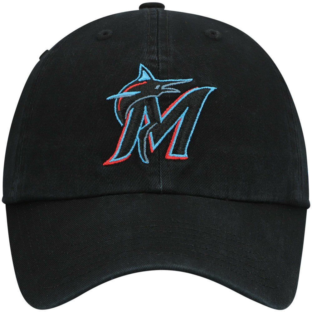 Miami Marlins '47 Youth Team Logo Clean Up Adjustable Hat - Black Hats