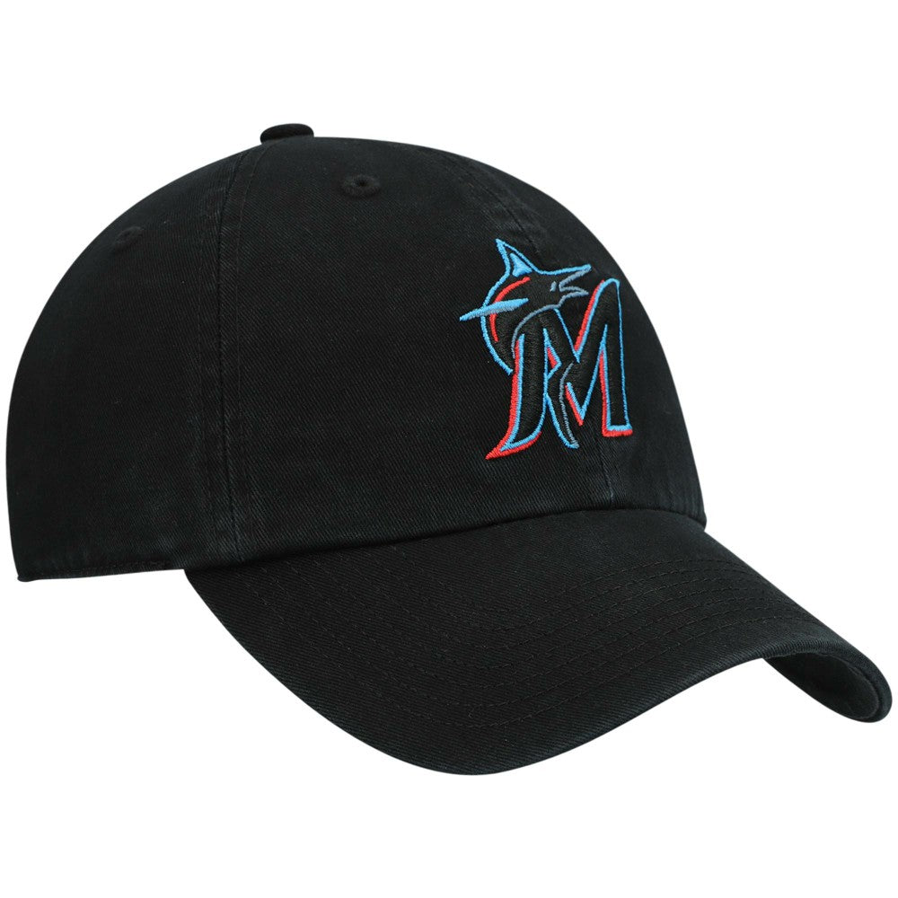 Miami Marlins '47 Youth Team Logo Clean Up Adjustable Hat - Black Hats