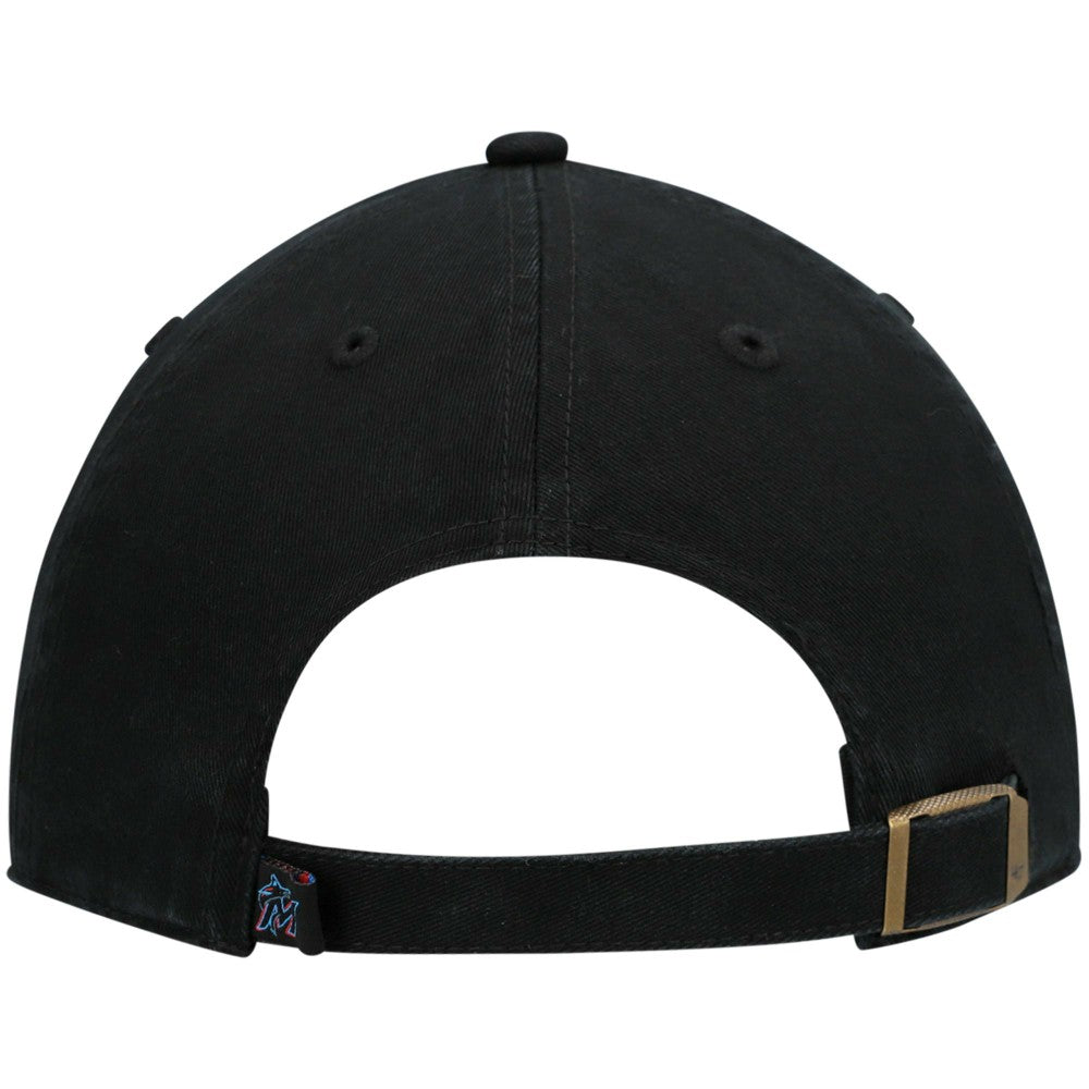 Miami Marlins '47 Youth Team Logo Clean Up Adjustable Hat - Black Hats