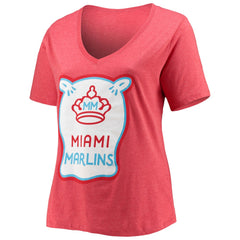 Miami Marlins New Era Women's City Connect Plus Size V-Neck T-Shirt - Heather Red T-shirts