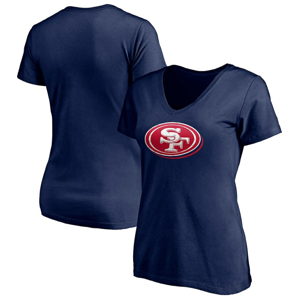 San Francisco 49ers Women's Red White and Team V-Neck T-Shirt Navy