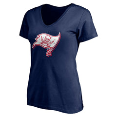 Tampa Bay Buccaneers Women's Red White and Team V-Neck T-Shirt Navy