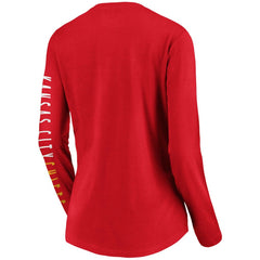 Kansas City Chiefs Women's Slogan V-Neck Long Sleeve T-Shirt Red