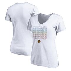 NHL Chicago Blackhawks Women's City Pride V-Neck T-Shirt - White