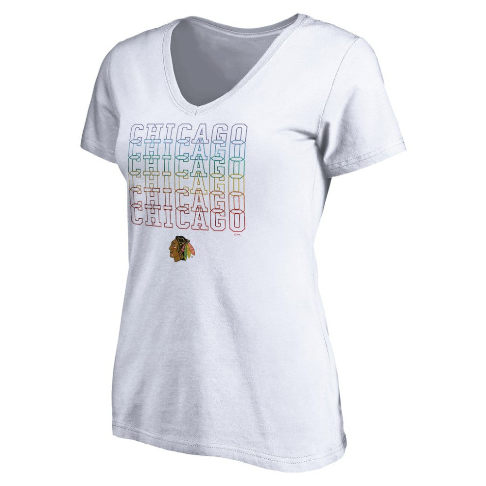 NHL Chicago Blackhawks Women's City Pride V-Neck T-Shirt - White