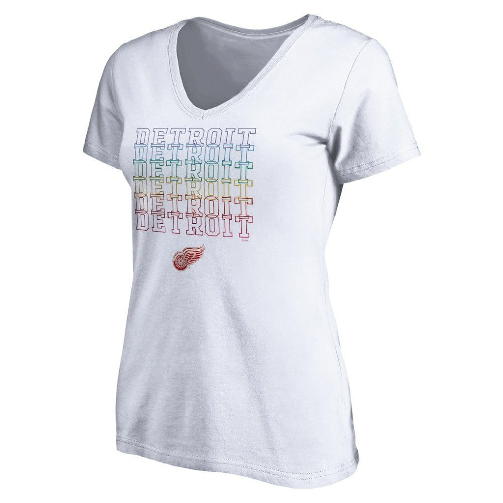 NHL Detroit Red Wings Women's City Pride V-Neck T-Shirt - White
