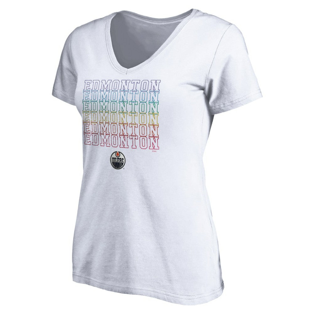 NHL Edmonton Oilers Women's City Pride V-Neck T-Shirt - White