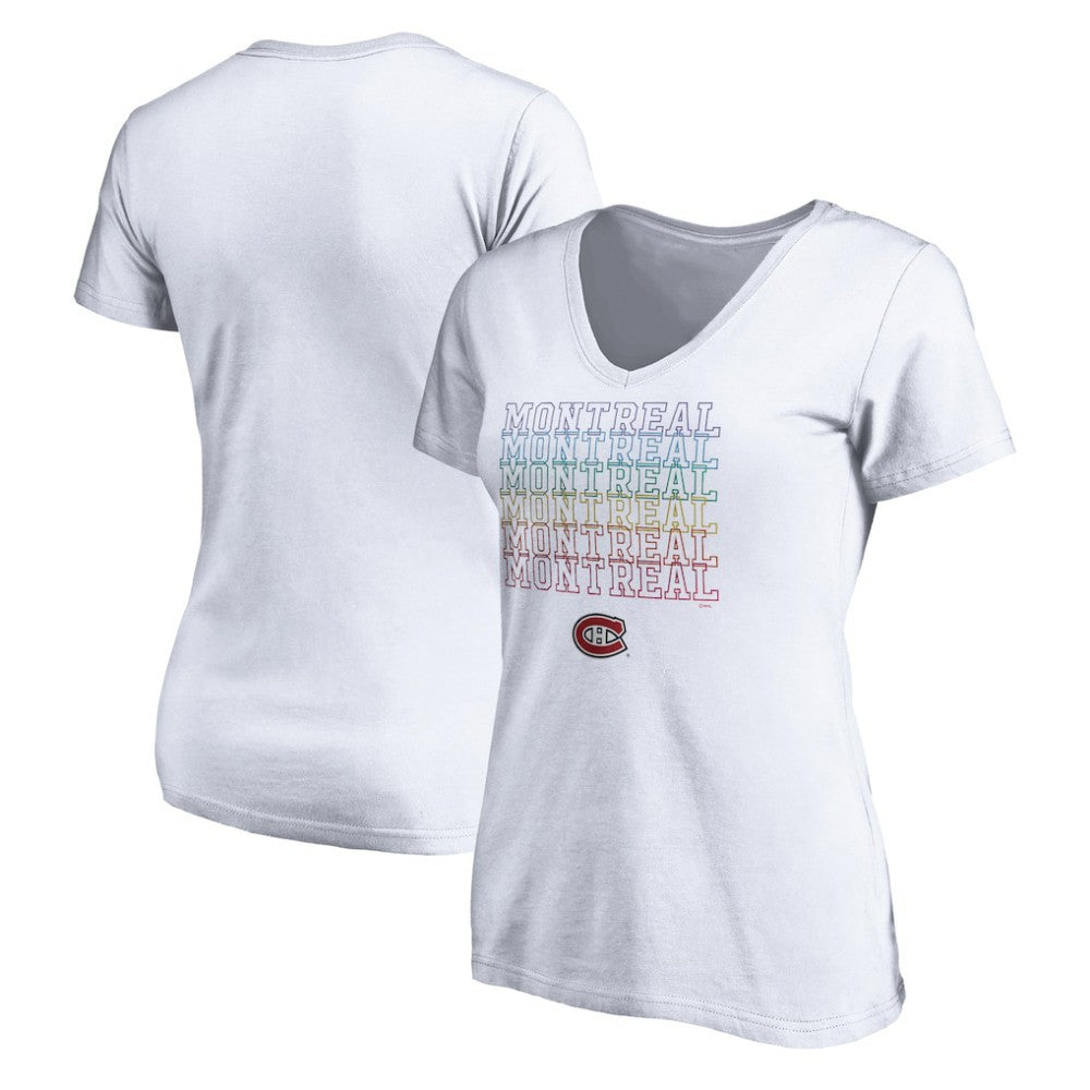 NHL Montreal Canadiens Women's City Pride V-Neck T-Shirt - White