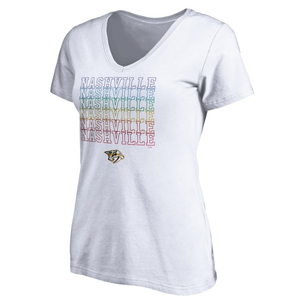 NHL Nashville Predators Women's City Pride V-Neck T-Shirt - White