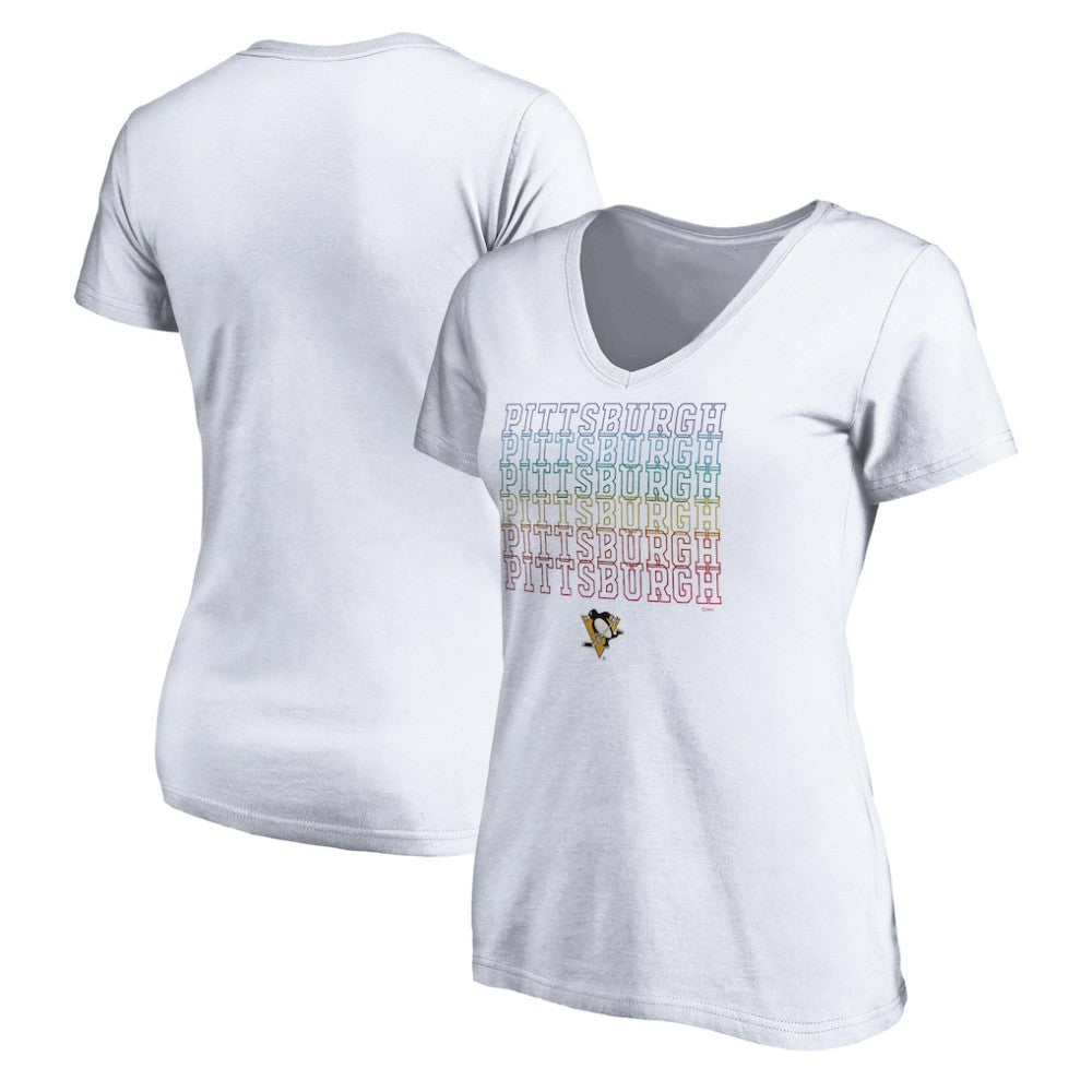 NHL Pittsburgh Penguins Women's City Pride V-Neck T-Shirt - White