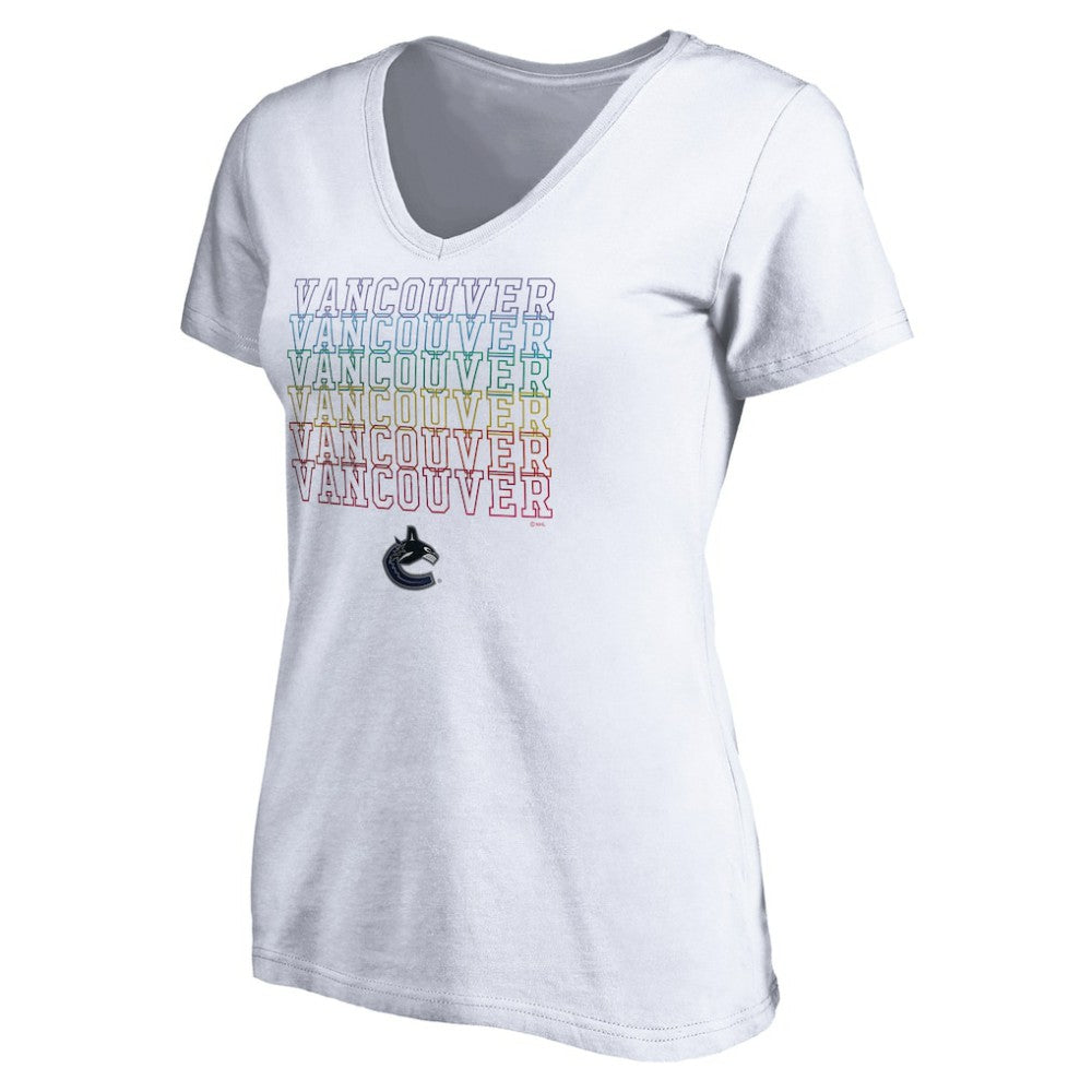 NHL Vancouver Canucks Women's City Pride V-Neck T-Shirt - White